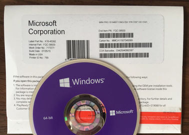 4 активация DVD и COA ключа 64 продукта Windows 10 памяти GB Pro сдержанная